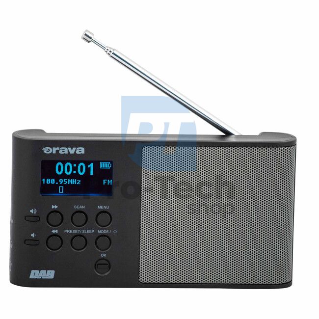 Digitális DAB/FM hordozható rádió Orava, fekete 73500