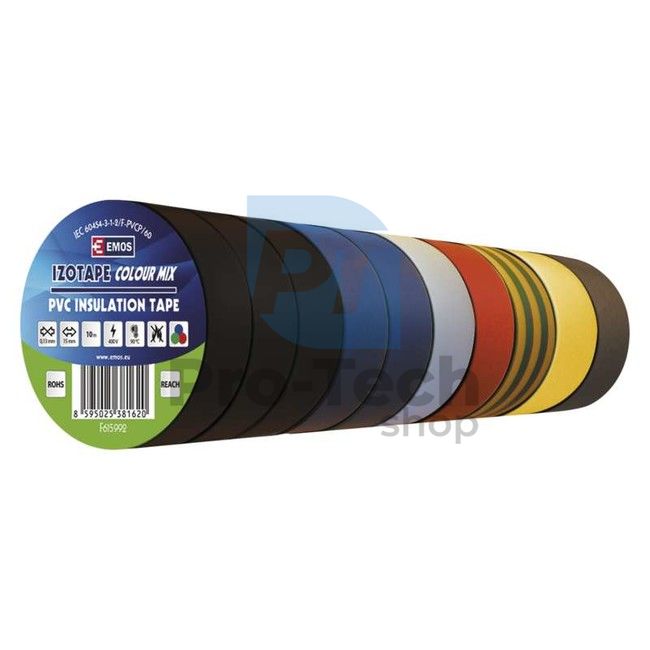 Szigetelőszalag, PVC 15mm / 10m színes mix 71006