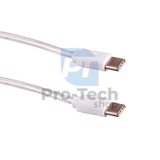 USB C - USB C 3.1 kábel, 1m, fehér, fonott 72386