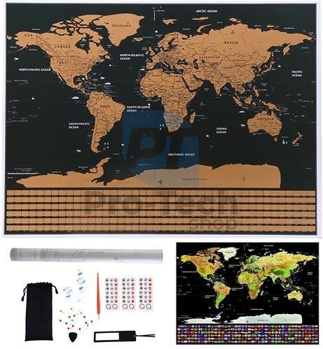 Kaparós világtérkép - zászlókkal + tartozékok 74593
