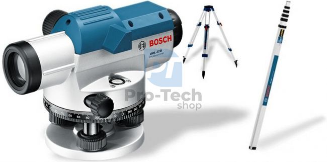 Optikai szintező eszköz Bosch GOL 32 D mérőrúddal és állvánnya 10628