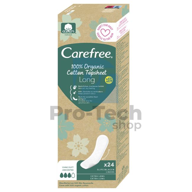 Carefree Organic Cotton Long hosszabbított intimbetétek 24 db 30559