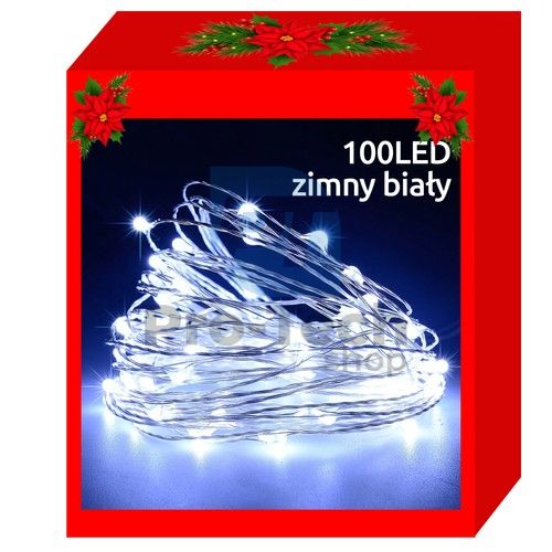 Égősor 100 LED huzallal – hideg fehér - elemes 75253