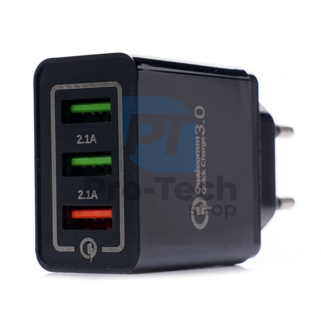 Univerzális hálózati USB adapter 2x2,1A 1xQUICK CHARGE 3,0A 16758