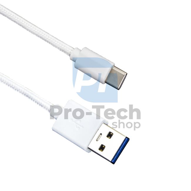 USB-C kábel 3.0, 1,5m, fehér, fonott 72380
