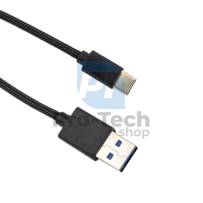 USB-C kábel 3.0, 1,5m, fekete, fonott 72379