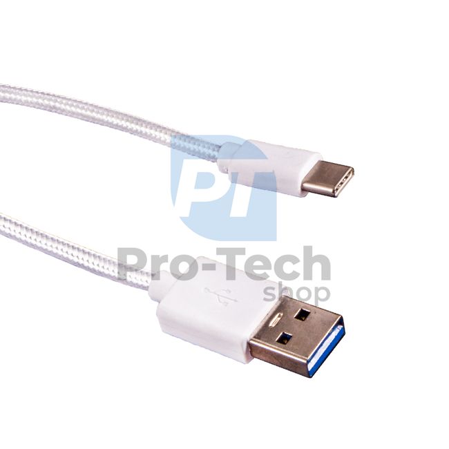 USB-C kábel 3.0, 1m, fehér, fonott 72376