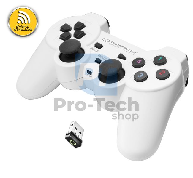 Vibrációs drótnélküli gamepad PC/PS3 USB GLADIATOR, fehér-fekete 72647