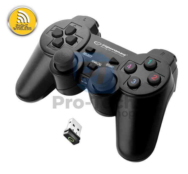 Vibrációs drótnélküli gamepad PC/PS3 USB GLADIATOR, fekete 72646