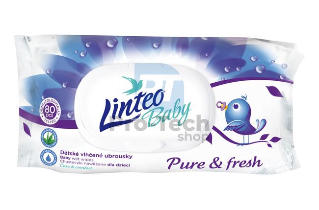 Nedves törlőkendő Linteo Baby Pure and fresh 80db műanyag dobozban 30430