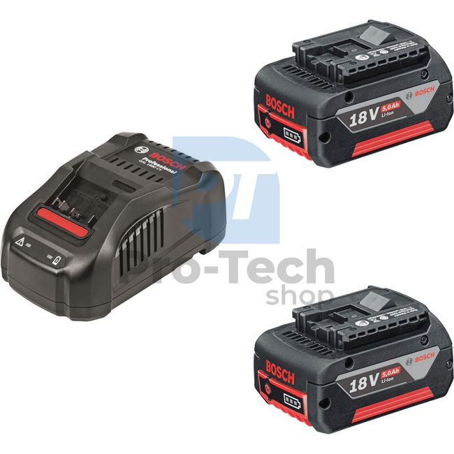 Alapkészlet Bosch 2 x akkumulátor GBA 18V 5,0Ah M-C + töltő AL 1880 CV Professional 10890